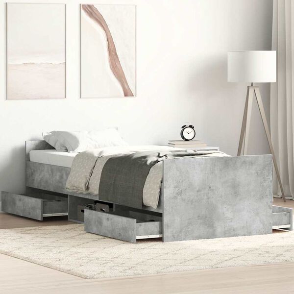 vidaXL Cadre de lit sans matelas gris béton 100x200 cm
