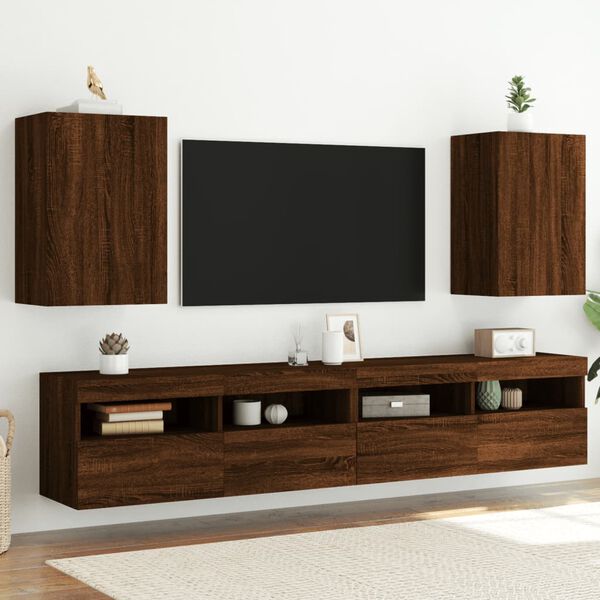 vidaXL Meubles TV muraux 2 pcs ch&ecirc;ne marron 40,5x30x60 cm