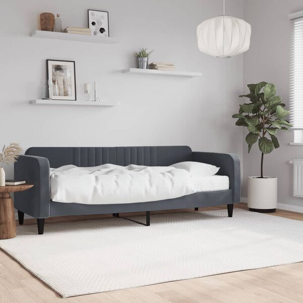vidaXL Lit de jour avec matelas gris foncé 80x200 cm velours