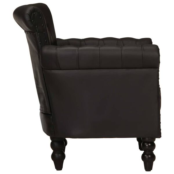 vidaXL Fauteuil Noir Cuir de ch&egrave;vre v&eacute;ritable