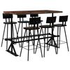vidaXL Mobilier de bar 7 pcs Bois de récupération massif Multicolore