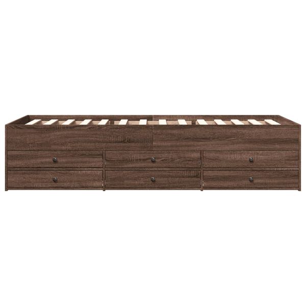 vidaXL Lit de jour avec tiroirs sans matelas ch&ecirc;ne marron 90x190 cm
