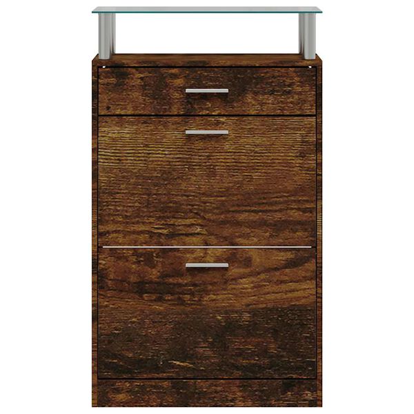 vidaXL Armoire &agrave; chaussures Ch&ecirc;ne fum&eacute; 63x24x104 cm Bois d'ing&eacute;nierie