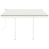 vidaXL Auvent r&eacute;tractable automatique et poteaux 3x2,5 m Cr&egrave;me