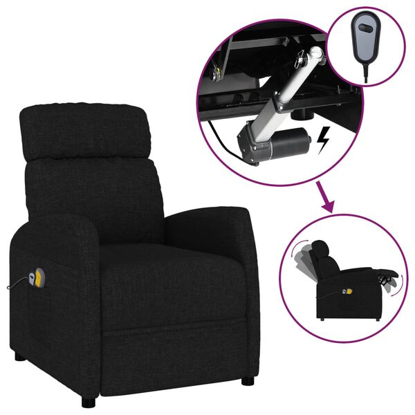 vidaXL Fauteuil électrique de massage Noir Tissu