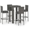 vidaXL Ensemble de bar d'ext&eacute;rieur 5 pcs coussins R&eacute;sine tress&eacute;e Gris