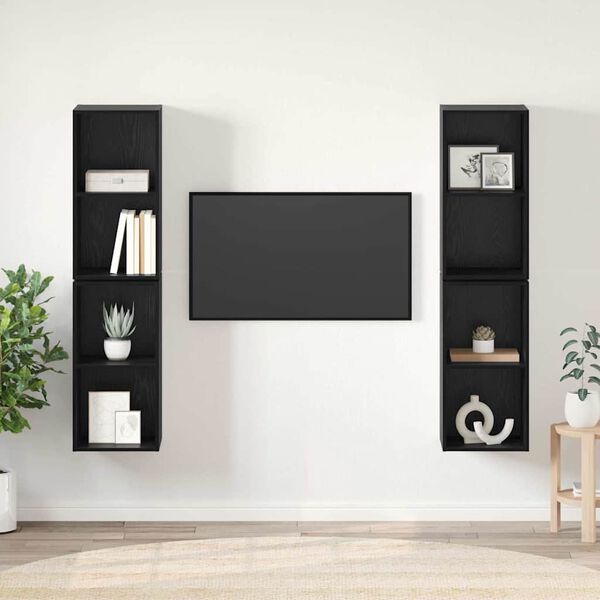 vidaXL Ensemble meuble TV 4 pcs Ch&ecirc;ne noir 37 x 37 x 72 cm