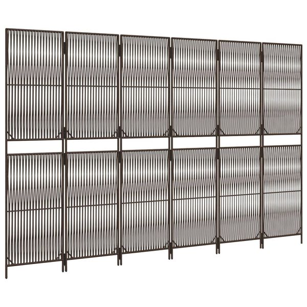 vidaXL Cloison de s&eacute;paration 6 panneaux marron r&eacute;sine tress&eacute;e