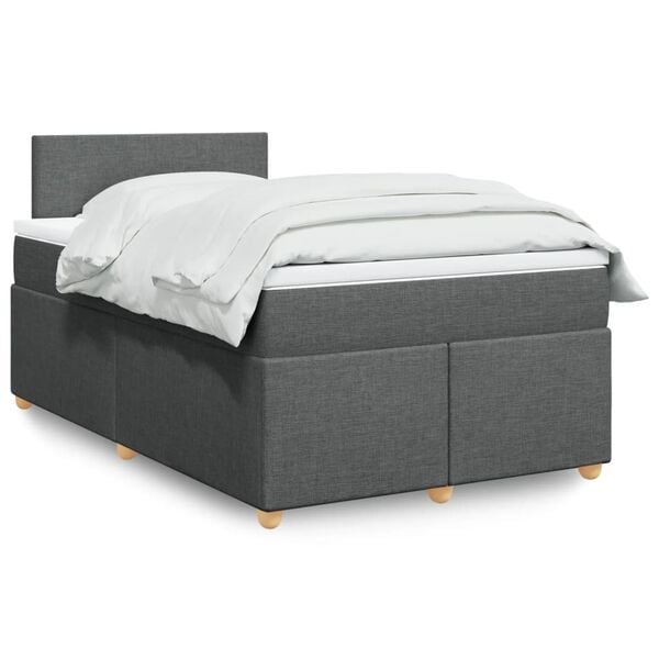 vidaXL Sommier &agrave; lattes de lit avec matelas gris fonc&eacute; 120x190cm tissu
