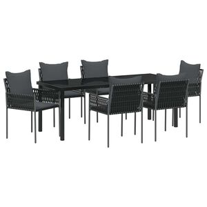 vidaXL Ensemble de salle &agrave; manger pour jardin 7 pcs Noir et gris