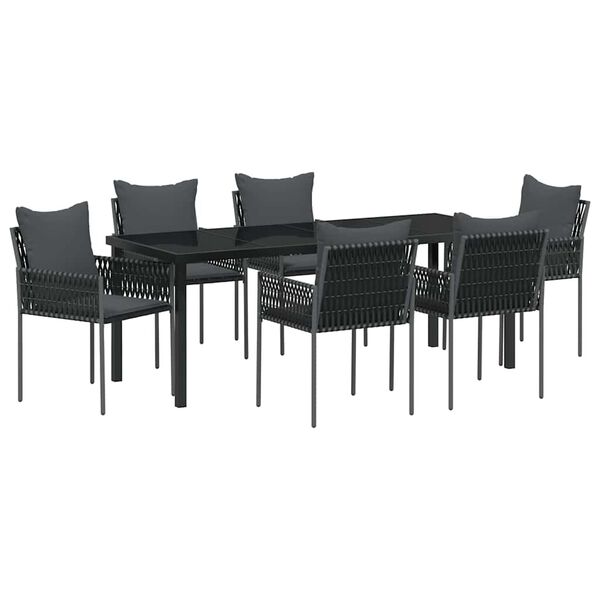 vidaXL Ensemble de salle &agrave; manger pour jardin 7 pcs Noir et gris