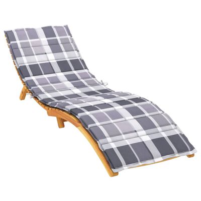 vidaXL Coussin de chaise longue motif à carreaux gris 200x50x3 cm