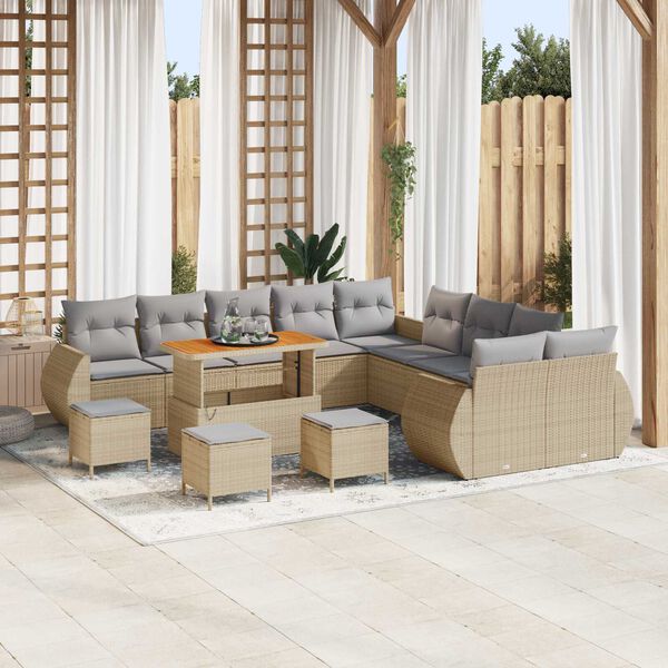 vidaXL Ensemble de canap&eacute; de jardin 14 pcs beige et gris clair