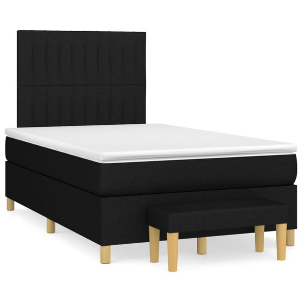 vidaXL Sommier &agrave; lattes de lit avec matelas Noir 120x200 cm Tissu