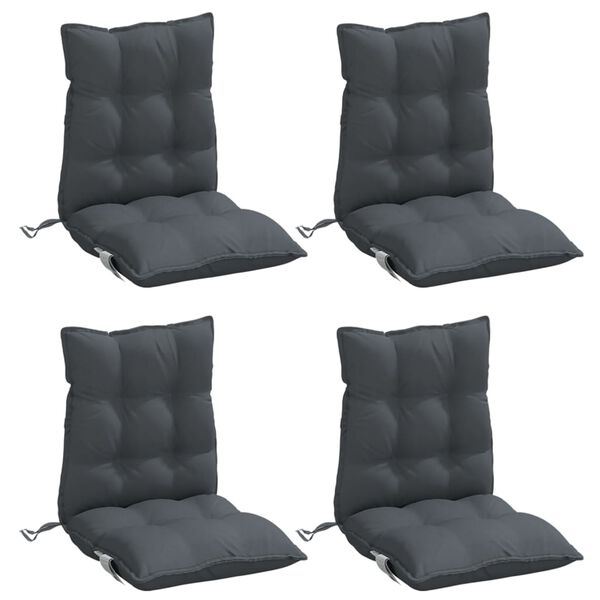vidaXL Coussins de chaise &agrave; dossier bas lot de 4 anthracite