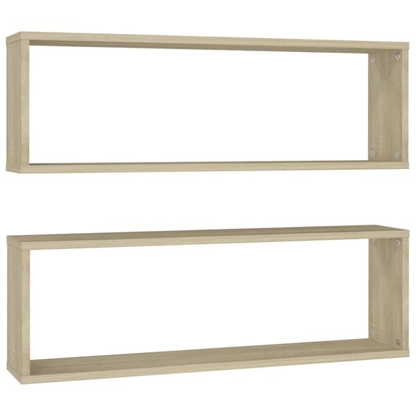vidaXL &Eacute;tag&egrave;res cube murales 2 pcs ch&ecirc;ne sonoma bois d'ing&eacute;nierie