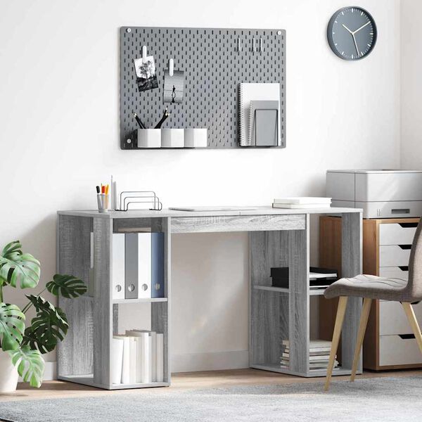 vidaXL Bureau Gris Sonoma 130 x 50.5 x 75 cm Bois d'ingénierie