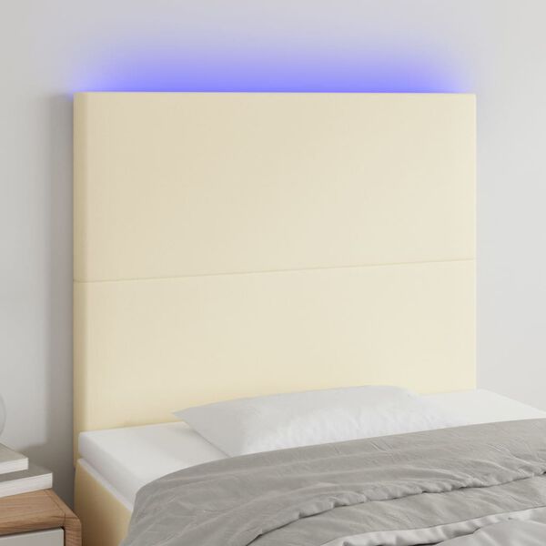 vidaXL T&ecirc;te de lit &agrave; LED Cr&egrave;me 90x5x118/128 cm Similicuir