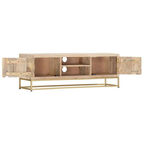 vidaXL Meuble TV doré 120x30x40 cm bois massif de manguier