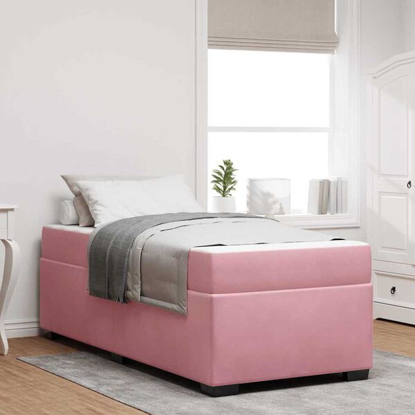 vidaXL Cadre de lit avec matelas Rose 80 x 200 cm tissu