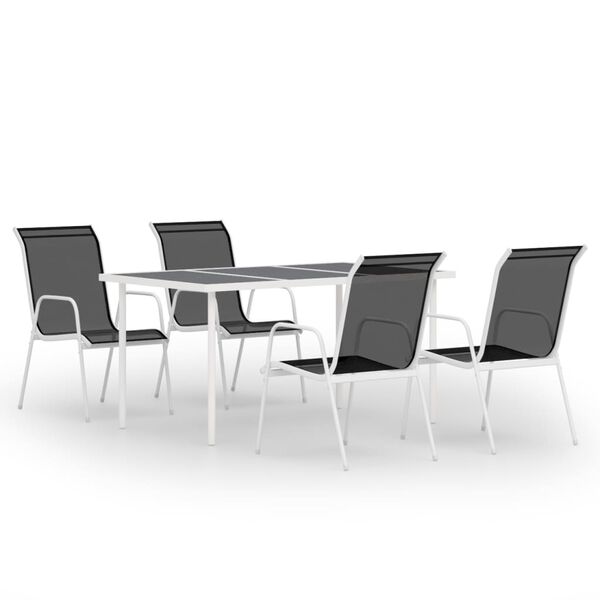 vidaXL Ensemble &agrave; manger d'ext&eacute;rieur 5 pcs Acier Noir