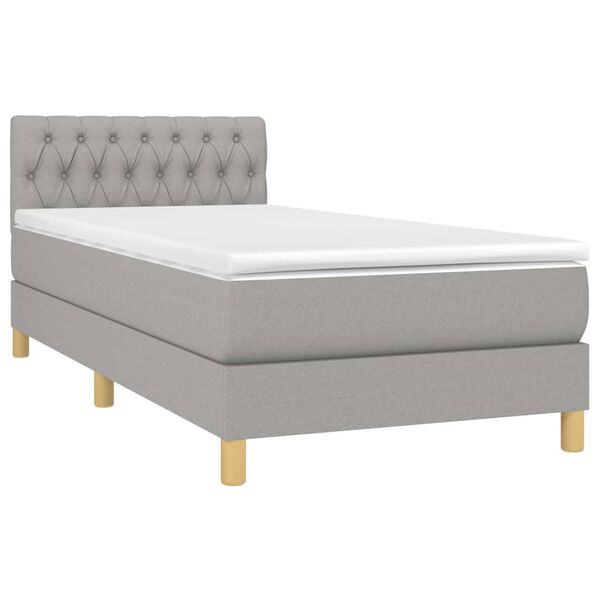 vidaXL Sommier &agrave; lattes de lit et matelas Gris clair 90x190 cm Tissu