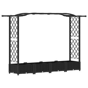 vidaXL Lit &Eacute;lev&eacute; avec Treillis et Toit Noir 207 x 40 x 126 cm PP