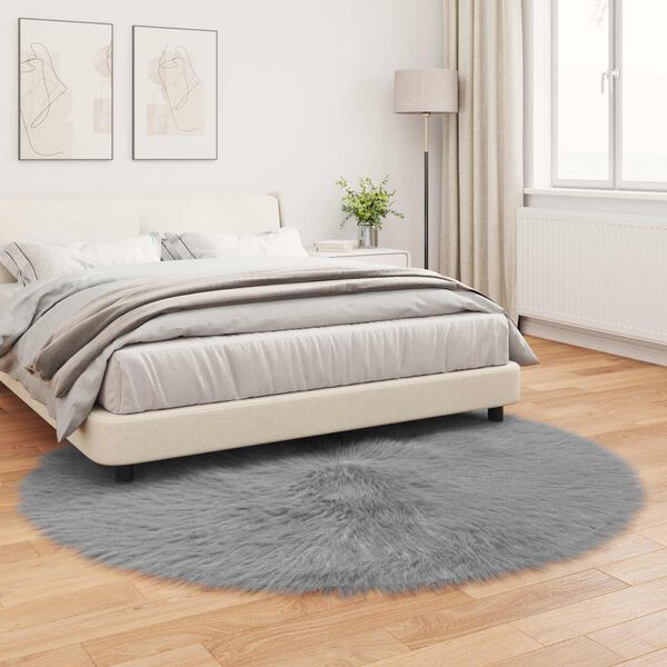 vidaXL Tapis en fausse Tafalla Gris &Oslash; 160 cm Polyester