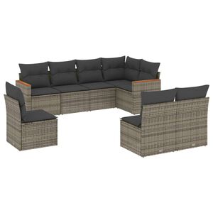 vidaXL Salon de jardin 8 pcs avec coussins gris r&eacute;sine tress&eacute;e