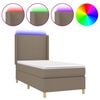 vidaXL Sommier &agrave; lattes de lit matelas et LED Taupe 90x200 cm Tissu