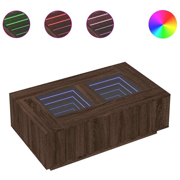 vidaXL Table basse avec LED infini chêne marron 116x69x40 cm