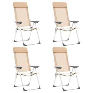 vidaXL Chaises de camping pliables lot de 4 Cr&egrave;me Aluminium