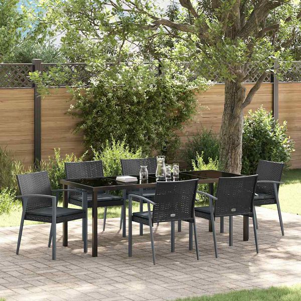 vidaXL Ensemble de salle &agrave; manger pour jardin 7 pcs Noir et gris