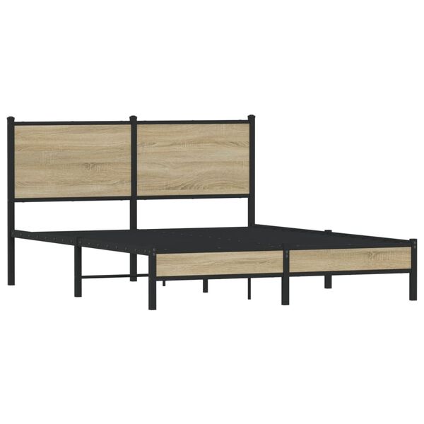 vidaXL Cadre de lit en m&eacute;tal sans matelas ch&ecirc;ne sonoma 140x190 cm