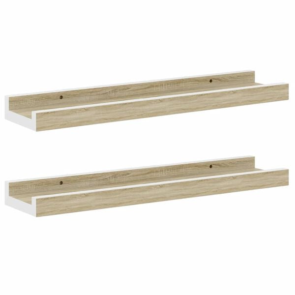 vidaXL &Eacute;tag&egrave;res murales 2 pcs blanc et ch&ecirc;ne sonoma 40x9x3 cm