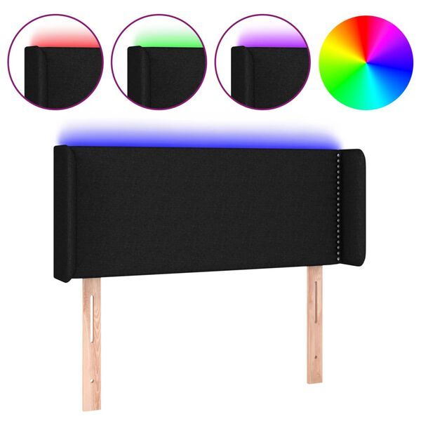 vidaXL T&ecirc;te de lit &agrave; LED Noir 93x16x78/88 cm Tissu