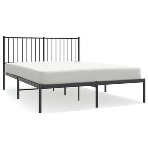 vidaXL Cadre de lit m&eacute;tal sans matelas avec t&ecirc;te de lit noir 140x190cm
