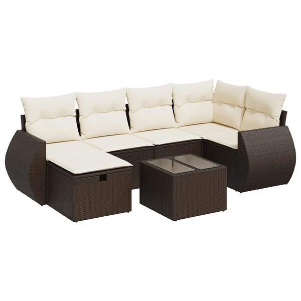 vidaXL Salon de jardin avec coussins 6 pcs marron r&eacute;sine tress&eacute;e