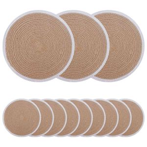 vidaXL Placemets en jute 12 pc Naturel et Blanc 100 % jute Tossa