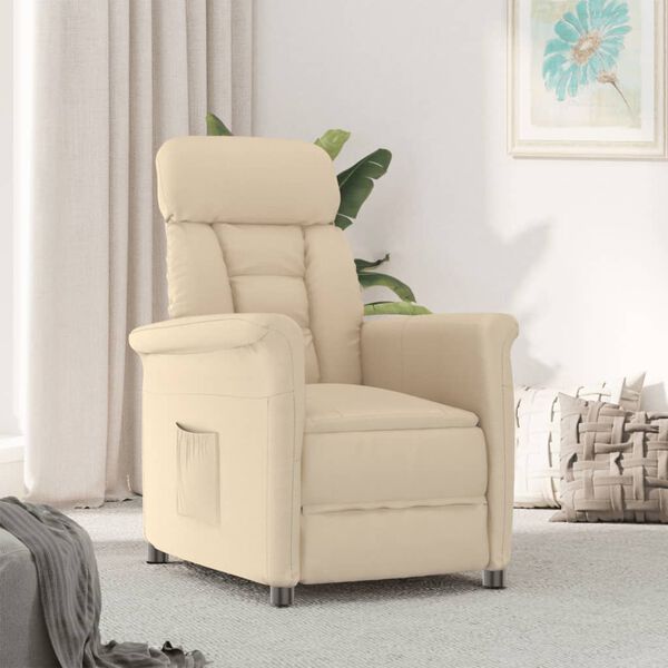 vidaXL Fauteuil inclinable Cr&egrave;me Similicuir daim