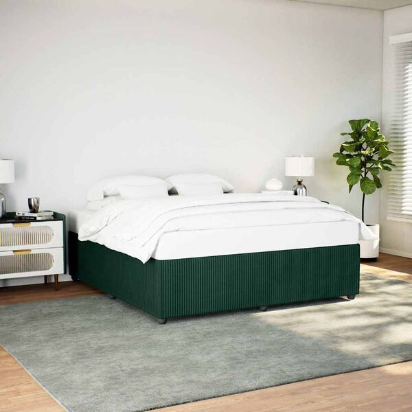 vidaXL Cadre de lit sans matelas vert fonc&eacute; 200x200 cm velours