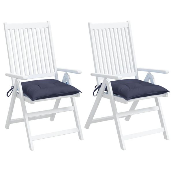 vidaXL Coussins de chaise lot de 2 bleu marine 50x50x7 cm tissu oxford