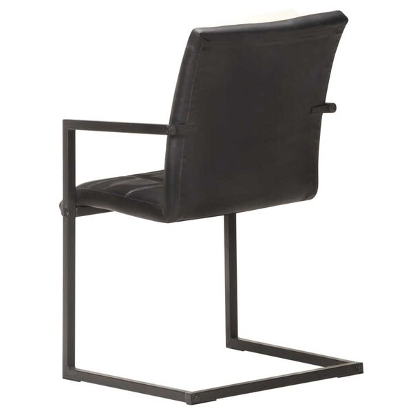 vidaXL Chaises &agrave; manger cantilever lot de 6 noir cuir v&eacute;ritable