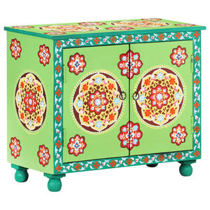 vidaXL Buffet peint &agrave; la main Multicolore 70x35x60 cm Bois de manguier