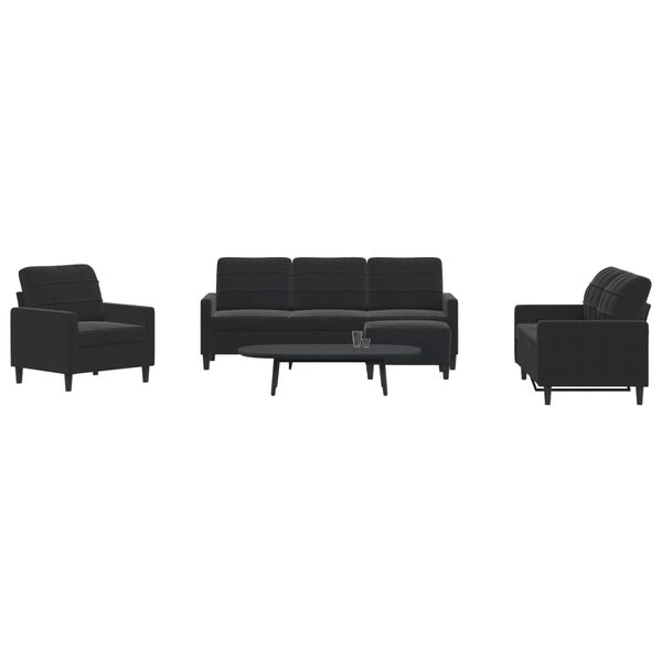 vidaXL Ensemble de canap&eacute;s 4 pcs avec coussins Noir Velours
