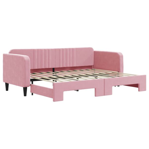 vidaXL Lit de jour avec gigogne sans matelas rose 80x200 cm