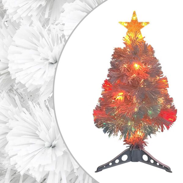 vidaXL Arbre de No&euml;l artificiel pr&eacute;-&eacute;clair&eacute; blanc 64 cm fibre optique