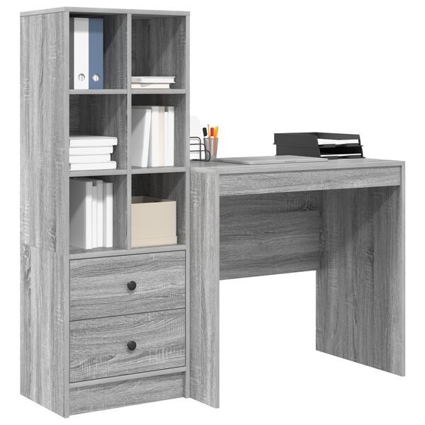 vidaXL Bureau avec tiroir 2 pcs Gris Sonoma