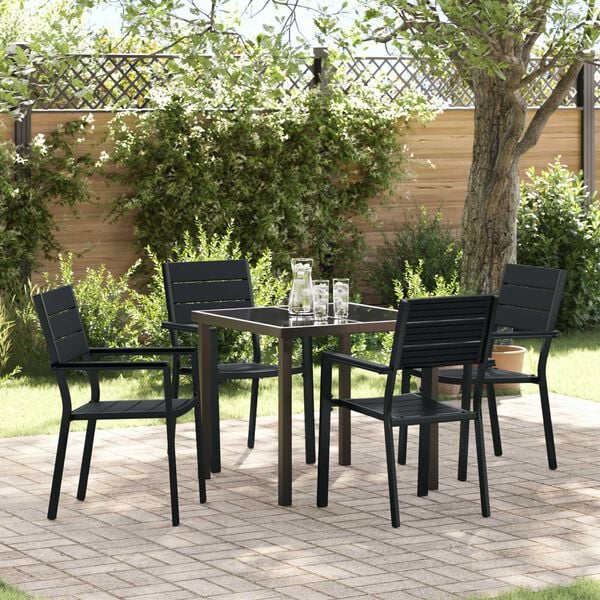 vidaXL Ensemble de salle &agrave; manger pour jardin 5 pcs Noir