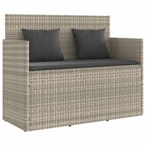 vidaXL Banc de jardin avec coussins gris clair r&eacute;sine tress&eacute;e
